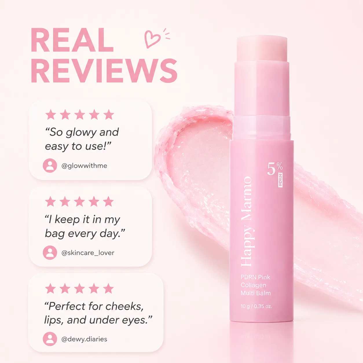 Happy Marmo PDRN Pink Collagen Multi Balm creator glow visual 2